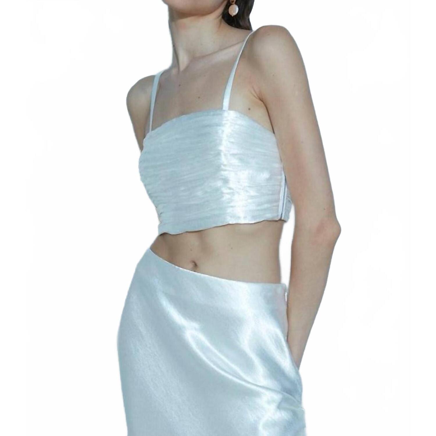 New Aiifos Whitney Metallic Crop Top In White — image 2 of 4